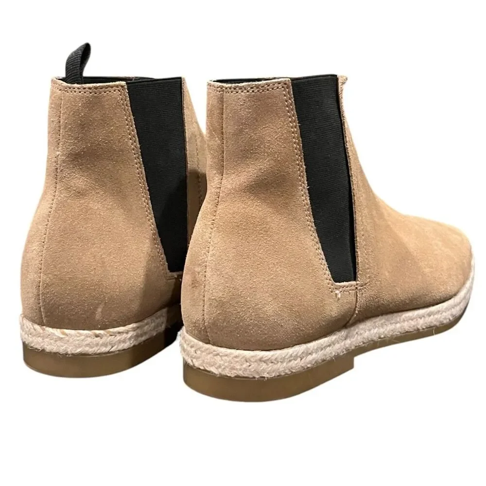 ZARA Men’s Dark Beige Jute Suede Ankle Chelsea Boots Sz 44 (US Sz 10)